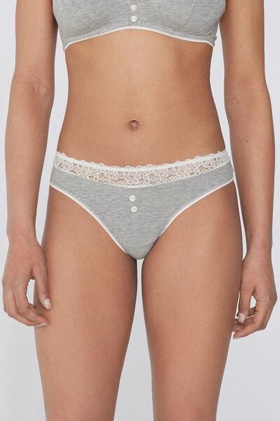 Grey Delicate Touch Brazilian Briefs, , large image number 0