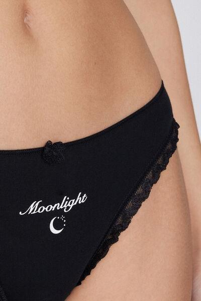 Black Lace Trim Brazilian Briefs, Black, large image number 7