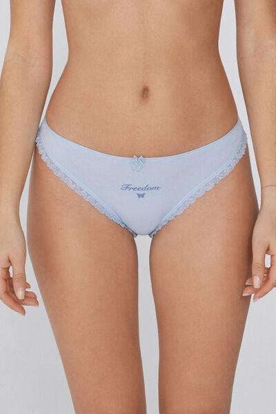 Blue Embroidered Brazilian Briefs, , large image number 1