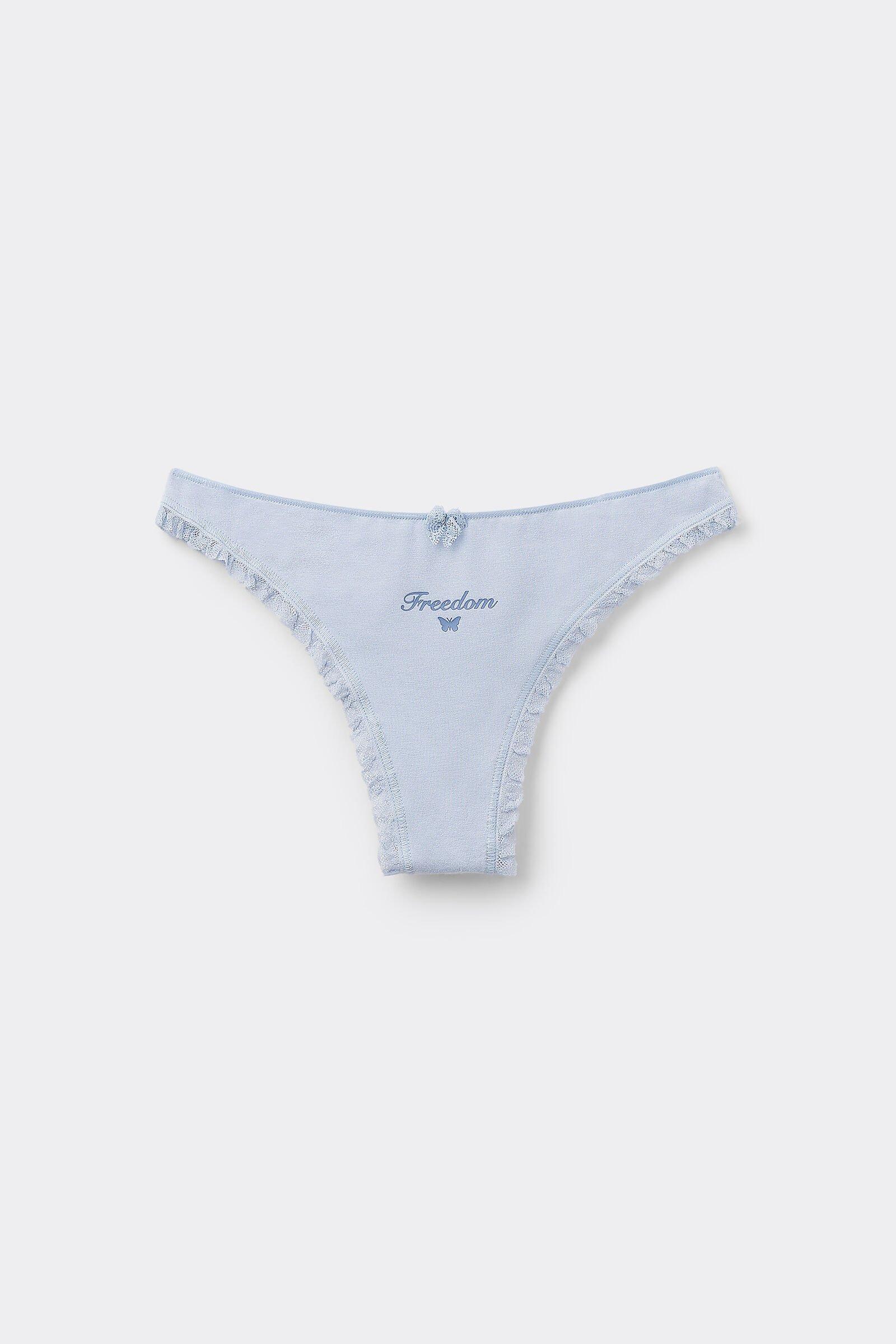 Blue Embroidered Brazilian Briefs, , large image number 2