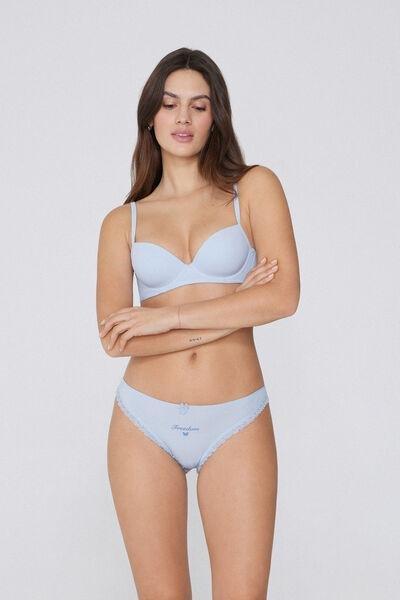 Blue Embroidered Brazilian Briefs, , large image number 3