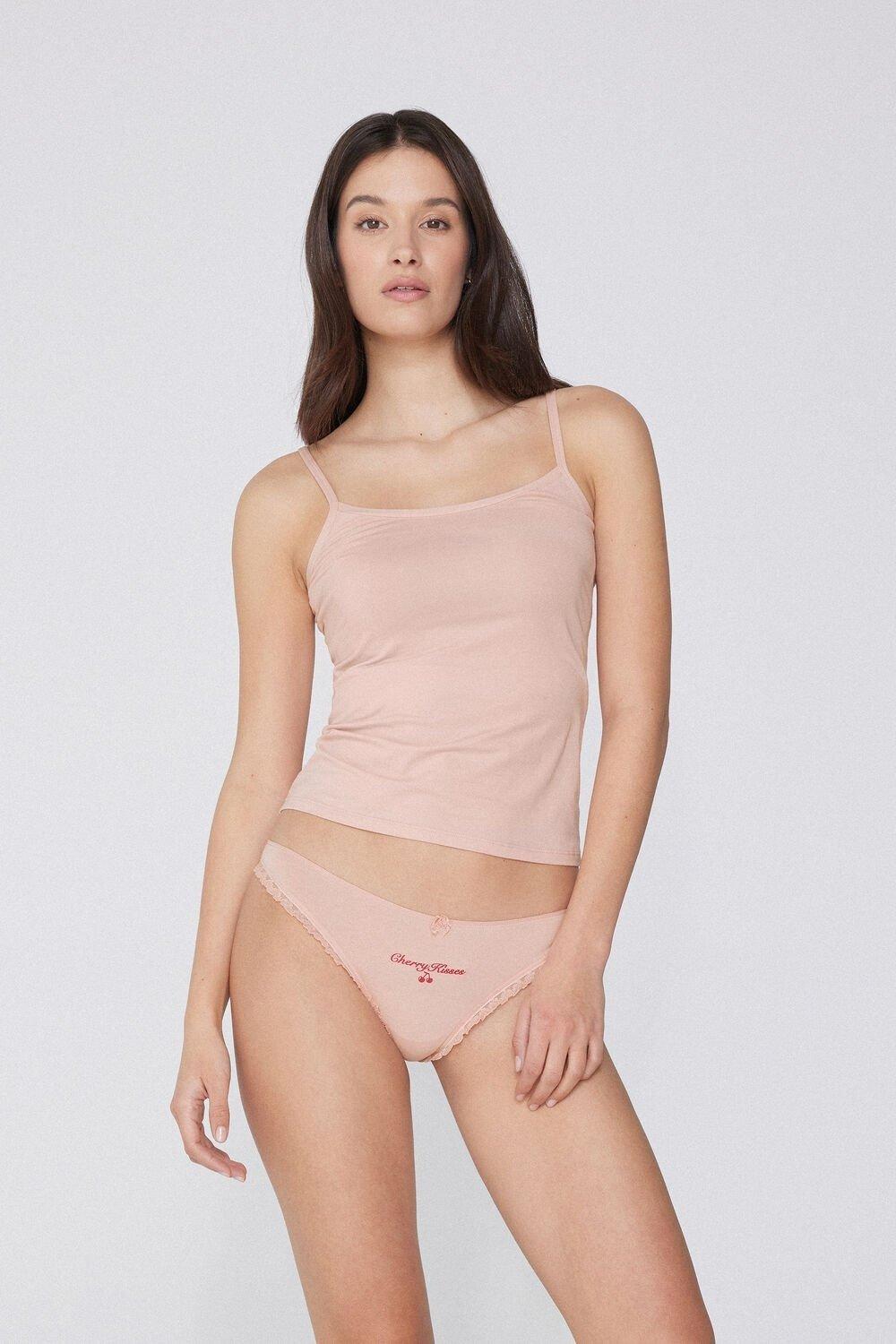 Pink Lace Trim Brazilian Briefs, , large image number 0
