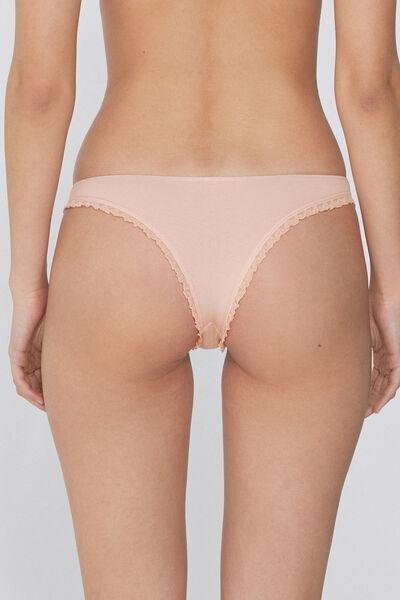 Pink Lace Trim Brazilian Briefs, , large image number 5