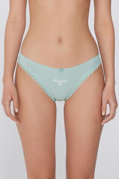Green Lace Trim Brazilian Briefs, , large image number 1