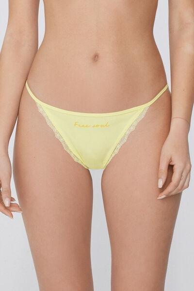 Yellow Tanga Panel Brazilian Briefs, , large image number 0