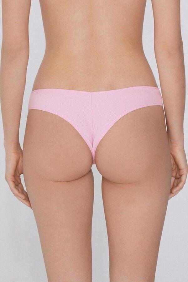 Pink Ribbed Brazilian Briefs, 5701_659Y, large image number 2