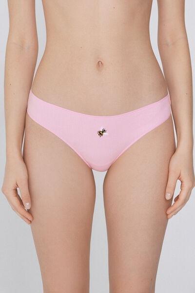 Pink Ribbed Brazilian Briefs, 5701_659Y, large image number 3