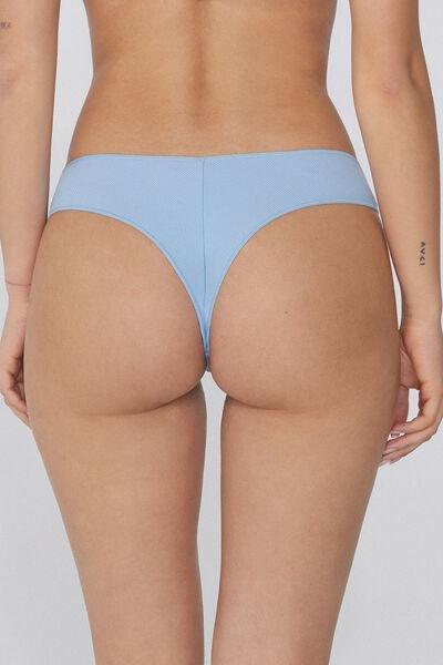 Blue Embroidered Brazilian Briefs, , large image number 2