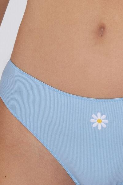 Blue Embroidered Brazilian Briefs, , large image number 3