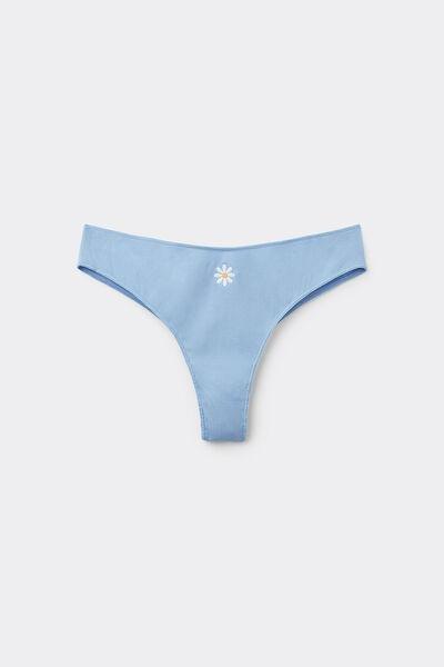 Blue Embroidered Brazilian Briefs, , large image number 4