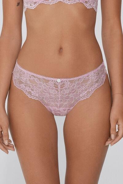 Pink Delicate Lace Brazilian Briefs, 5701_808Y, large image number 1