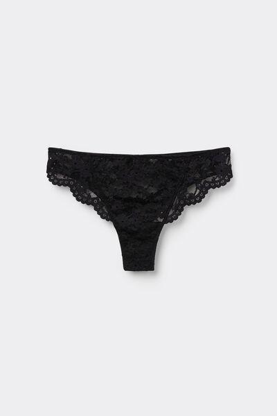 Black Eternal Cotton Lace Brazilian Briefs, Black, large image number 4