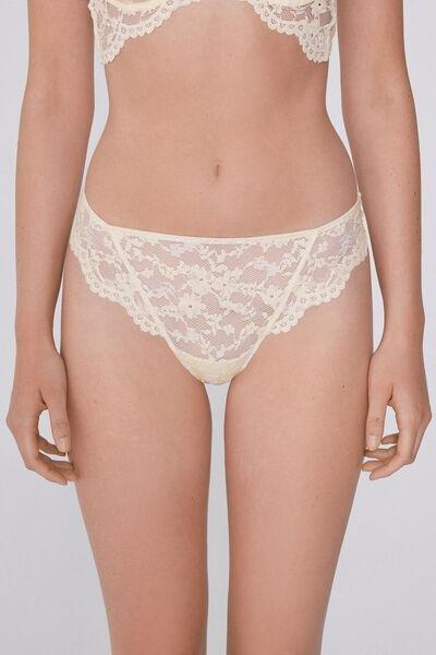 Beige Eternal Cotton Lace Brazilian Briefs, , large image number 0