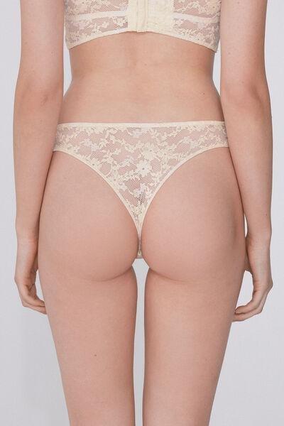 Beige Eternal Cotton Lace Brazilian Briefs, , large image number 2