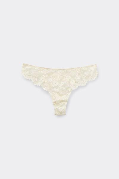 Beige Eternal Cotton Lace Brazilian Briefs, , large image number 4