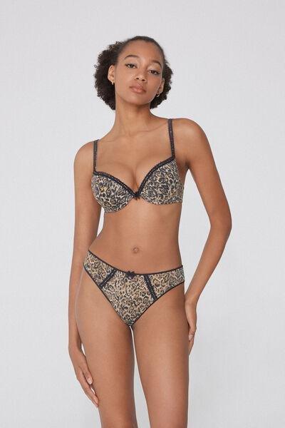 Brown Animal Print Lace Brazilian Briefs, 5701_811Y, large image number 0