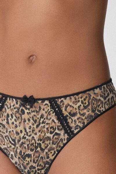 Brown Animal Print Lace Brazilian Briefs, 5701_811Y, large image number 2