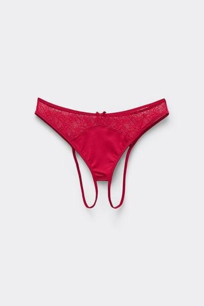 Red Open Lace Brazilian Briefs, 5701_873V, large image number 1