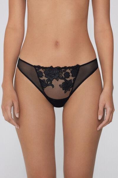 Black Rose Wonder Brazilian Briefs, Black, large image number 1