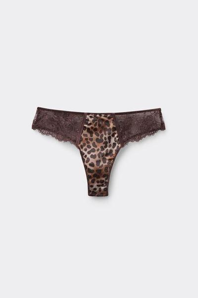 Grey Classy Animal Print Lace Brazilian Briefs, 5701_983Y, large image number 2
