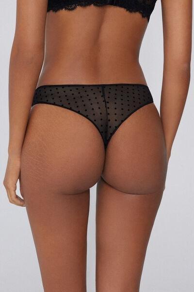 Black Polka Dot Brazilian Briefs, Black, large image number 2