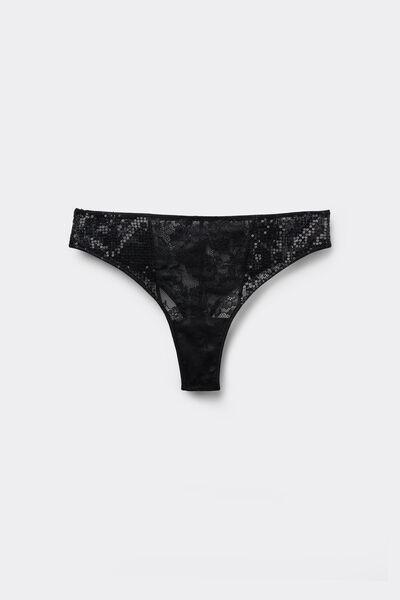 Black Luxury Dreams Brazilian Lace Briefs, Black, large image number 4