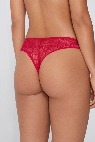 Red Pretty Pliss&eacute; Brazilian Lace Briefs, 5701_873V, large image number 2