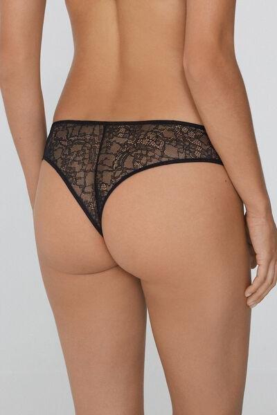 Black Pretty Plisse Brazilian Briefs, Black, large image number 0