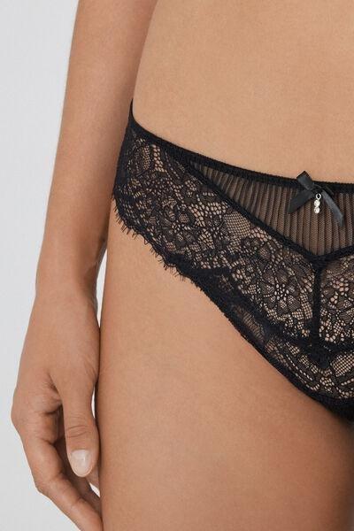 Black Pretty Plisse Brazilian Briefs, Black, large image number 1