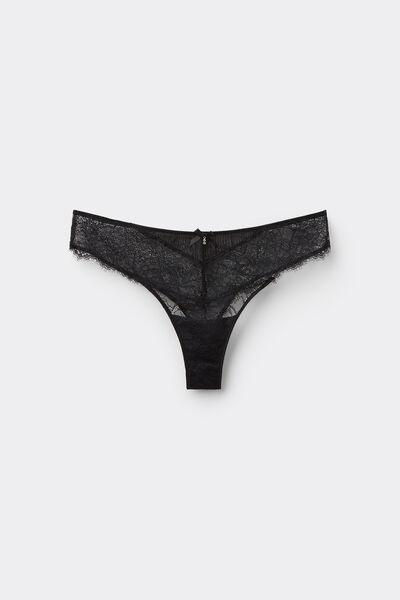 Black Pretty Plisse Brazilian Briefs, Black, large image number 2