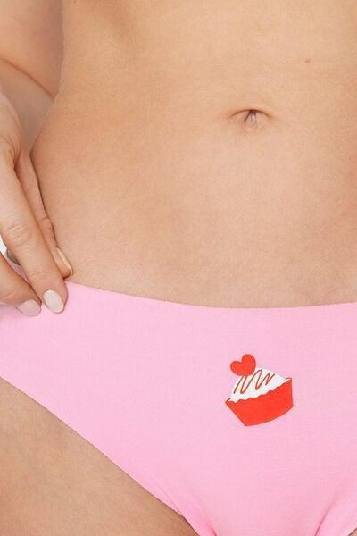 Pink Printed Laser Cut Cotton Brazilian Briefs, 5701_234Z, large image number 3