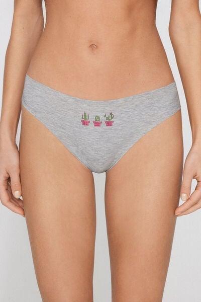 Pink Printed Laser Cut Cotton Brazilian Briefs, 5701_265Z, medium