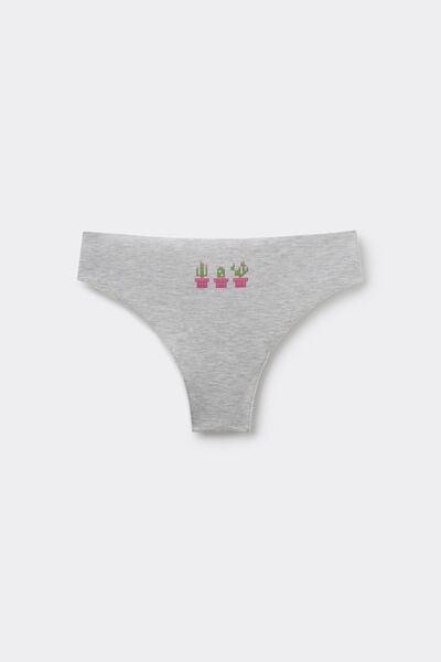 Pink Printed Laser Cut Cotton Brazilian Briefs, 5701_265Z, large image number 3