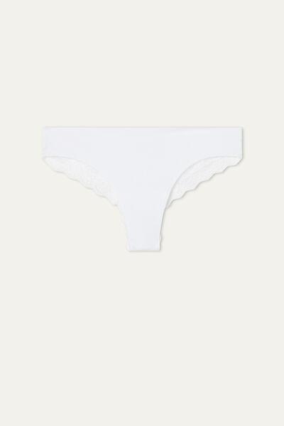Tezenis - White Recycled Lace And Laser Cut Cotton Brazilian Briefs