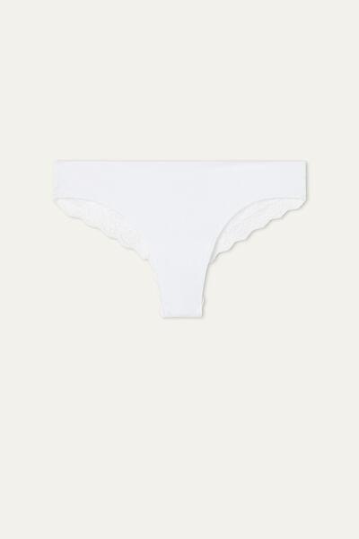 White Lace-Detailed Brazilian Briefs, , large image number 4
