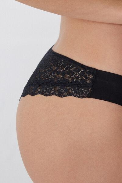 Black Laser Cut Brazilian Briefs, Black, large image number 3