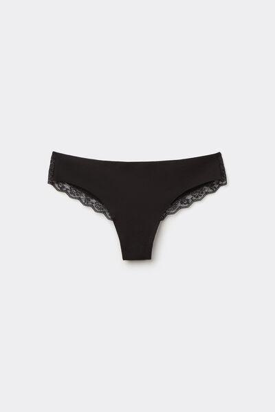 Black Laser Cut Brazilian Briefs, Black, large image number 4