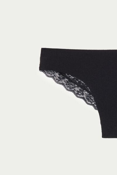 Black Laser Cut Brazilian Briefs, Black, large image number 6