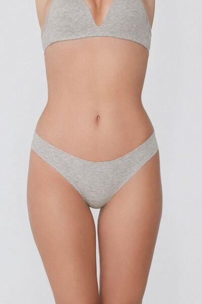 Grey Laser Cut Brazilian Briefs, Light Grey Blend, medium