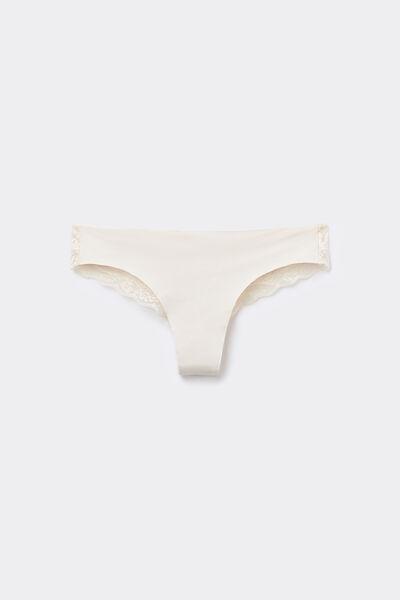 Tezenis - Cream Recycled Lace And Laser Cut Cotton Brazilian Briefs