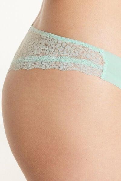 Blue Recycled Laced Cotton Brazilian Briefs, 5701_513W, large image number 3