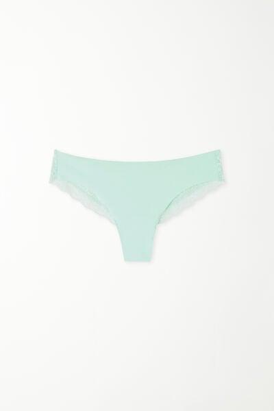 Blue Recycled Laced Cotton Brazilian Briefs, 5701_513W, large image number 4