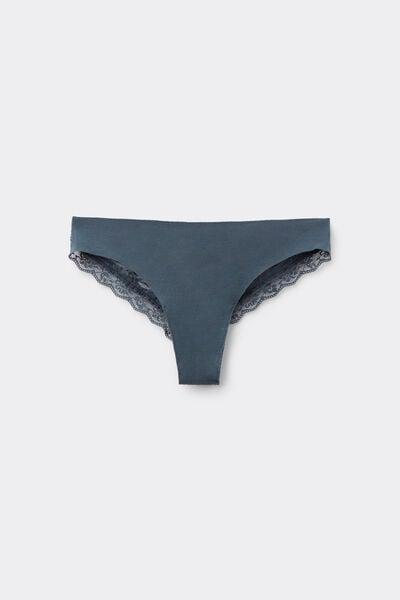Grey Recycled Lace Laser Cut Cotton Brazilian Briefs, 5701_731Y, large image number 3