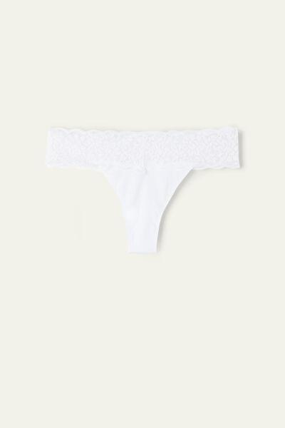 White Recycled Lace Brazilian Briefs, , large image number 4