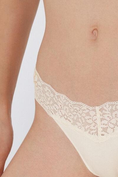 Cream Lace-Trimmed Brazilian Briefs, Ivory Cream, large image number 6