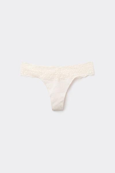 Cream Lace-Trimmed Brazilian Briefs, Ivory Cream, large image number 7