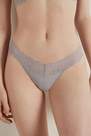 Tezenis - Grey Cotton And Recycled Lace Brazilian Briefs