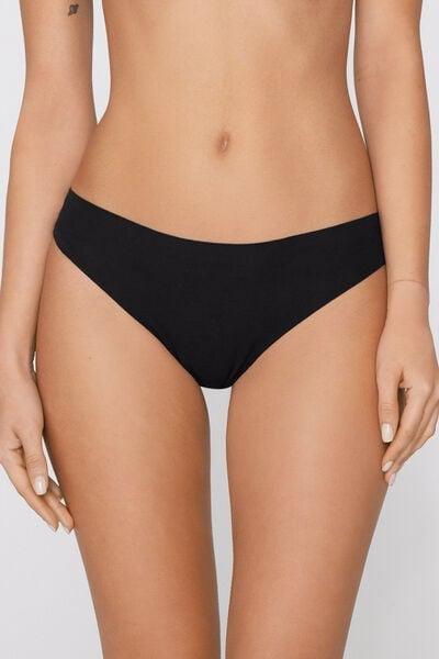 Black Laser Cut Organic Cotton Brazilian Briefs, Black, large image number 1