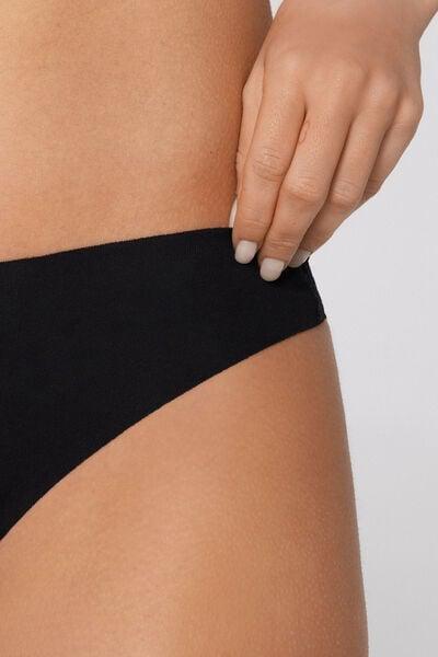 Black Laser Cut Organic Cotton Brazilian Briefs, Black, large image number 3