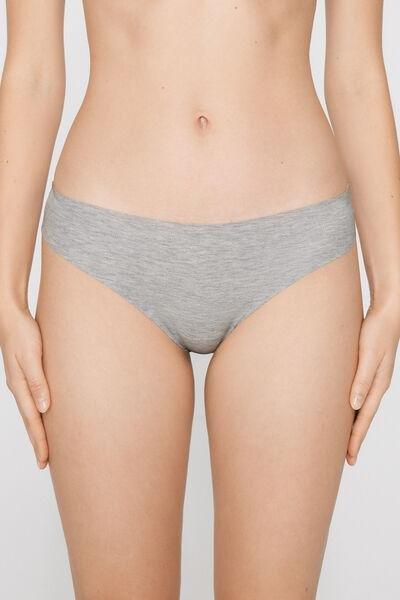 Grey Laser Cut Organic Cotton Brazilian Briefs, Light Grey Blend, large image number 1